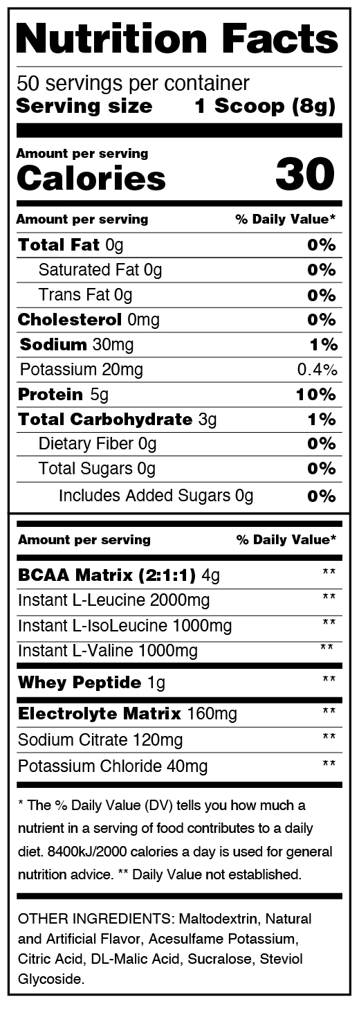 Pro Standard BCAA 2:1:1 nutrition facts
