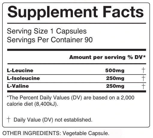 Elite Series BCAA Capsules nutrition facts