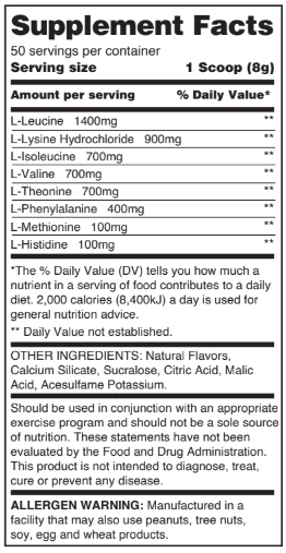 Elite Series EAA nutrition facts