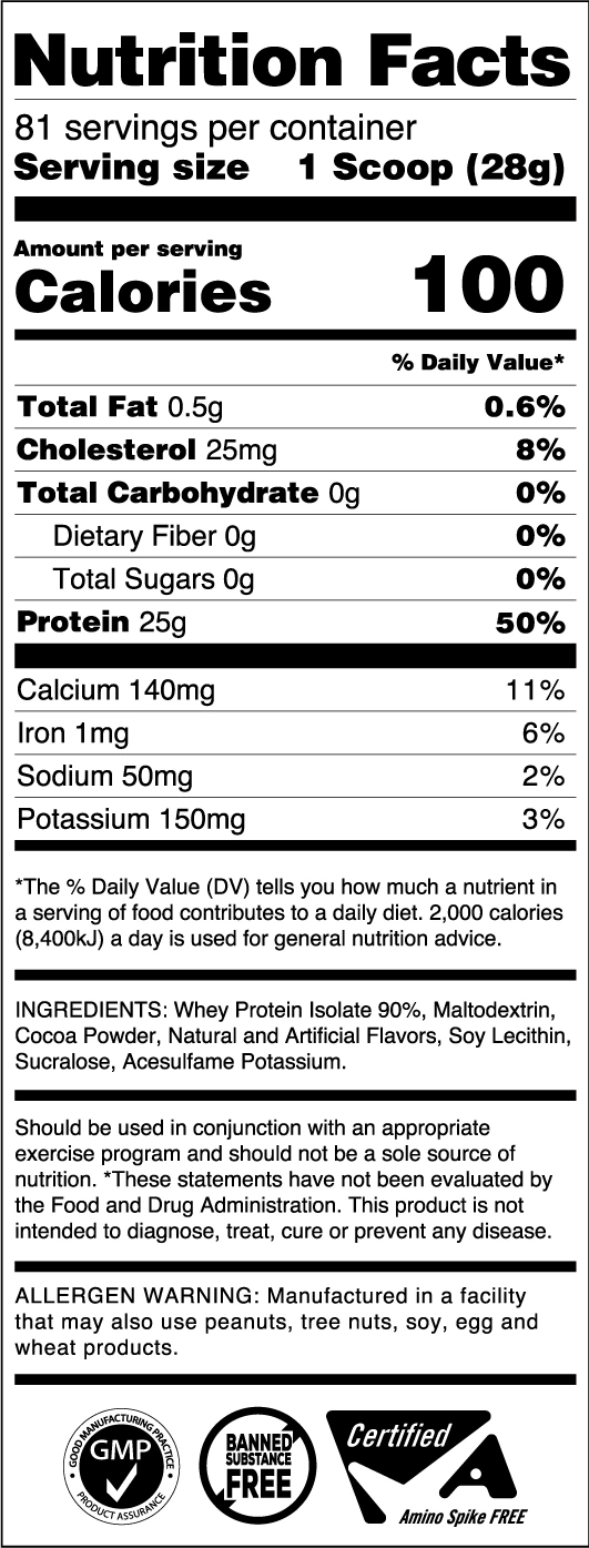 Pro Standard Isolate Protein nutrition facts
