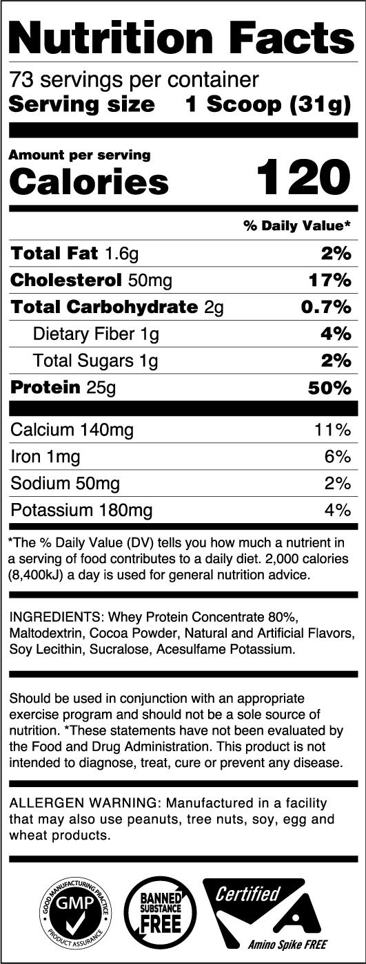 Pro Standard Whey Protein nutrition facts